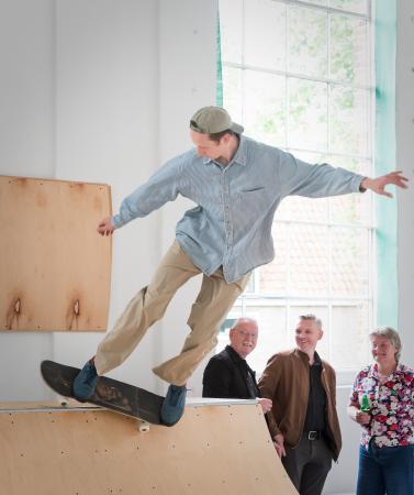  Backside feeble stall at the opening of Up Worlds Down Words