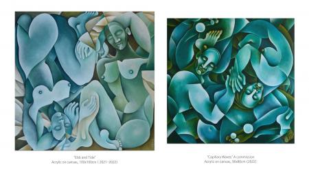  Two paintings: "Ebb & Tide" and "Capillary Waves"