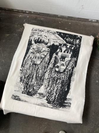  Fig. 3, Bedu masqueraders and masks, Nafana, Degawiile village