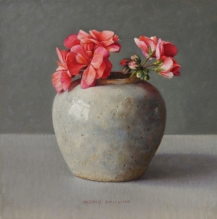  Oranjerode geranium in gemberpot