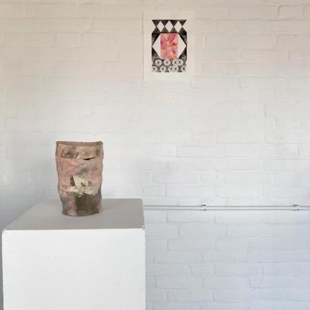  Detail duo expo Mieke Gorgels ( work on paper, Untetled) & Heleen Kruijt (Ceramics, Useless Vase)